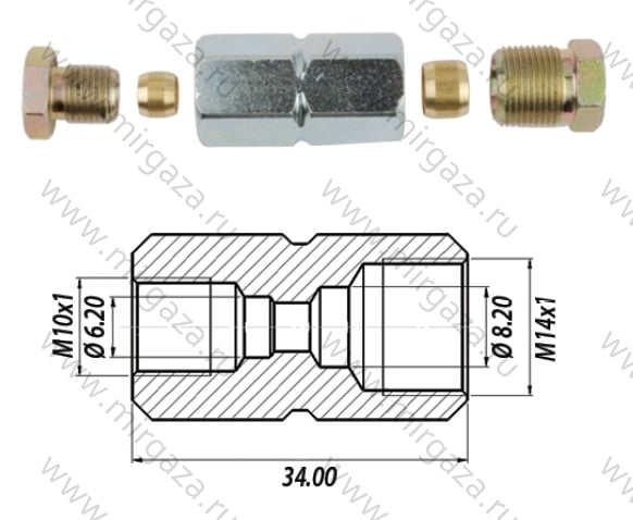 Переходник тосол FARO 19 х 19 (латунь)